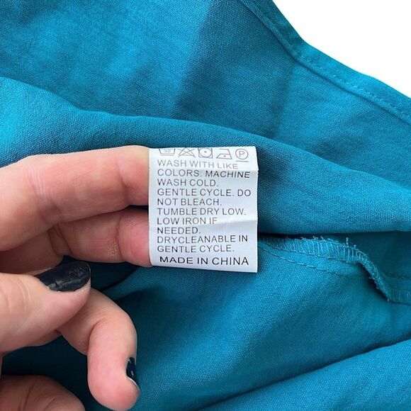 PrettyGarden Ruffle Sleeve Teal Tunic Blouse – Size XL - Picture 6 of 10